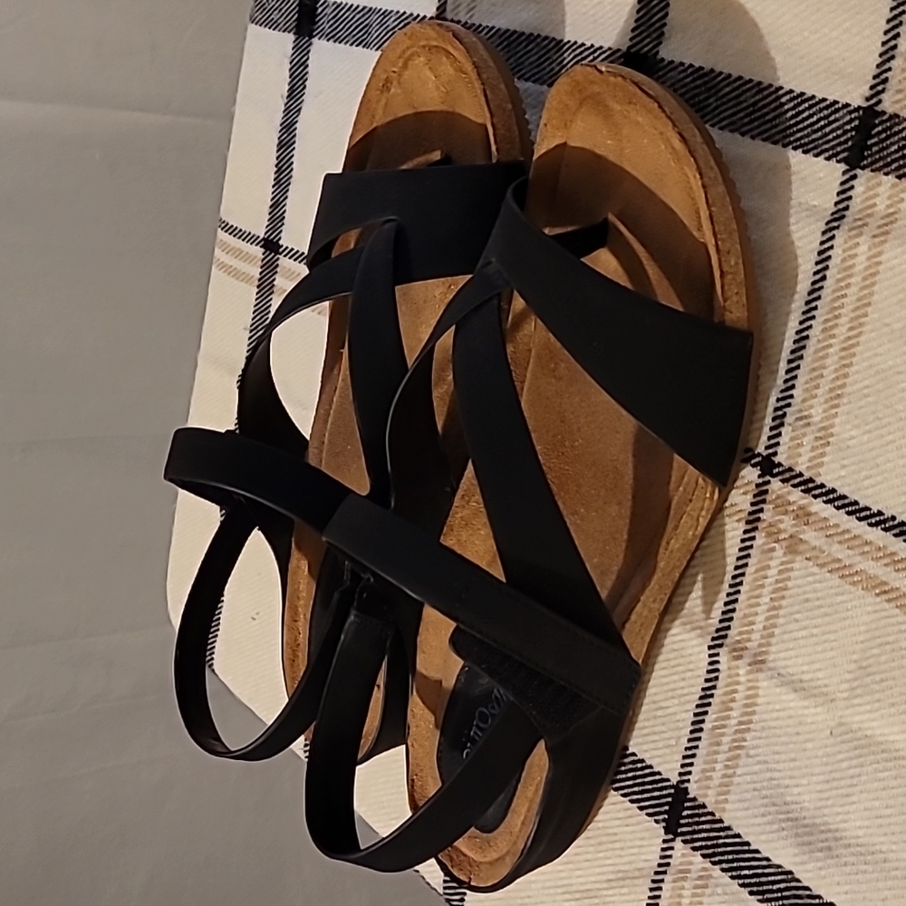 EUROSOFFT by Sofft Strappy Black Sandals - Cork insoles